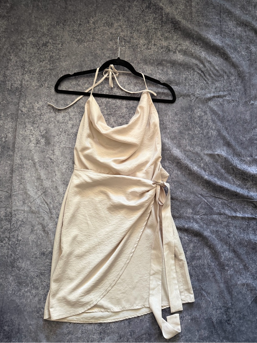 Nasty Gal Cream Halter Wrap Mini Dress with Side Tie